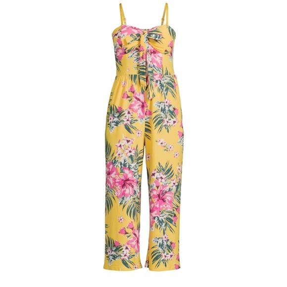 NWT JUNIORS NO BOUNDARIES SMOCKED FLORAL JUMPSUIT SIZE XS - Picture 3 of 3